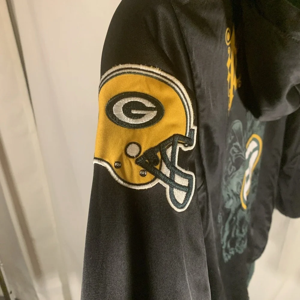 Vtg‎ Green Bay Packer Jacket Reversible 90's Y2k Hip Hop Skater NFL Size M